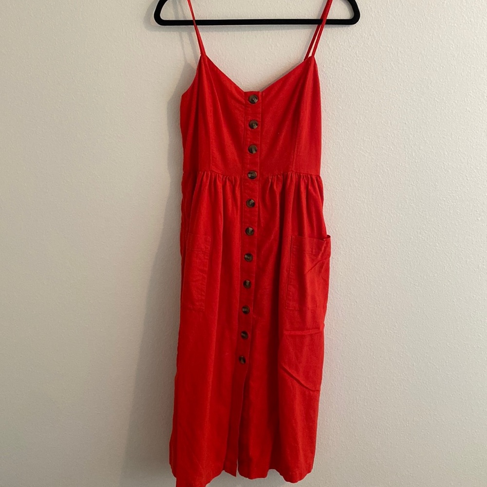 Red American eagle dress button front